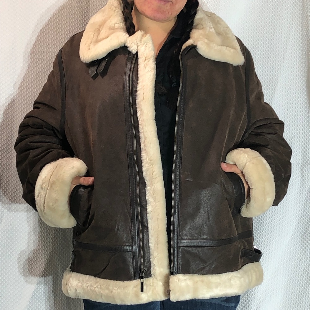 St. John’s Bay Genuine Leather Bomber Aviator Jacket XL